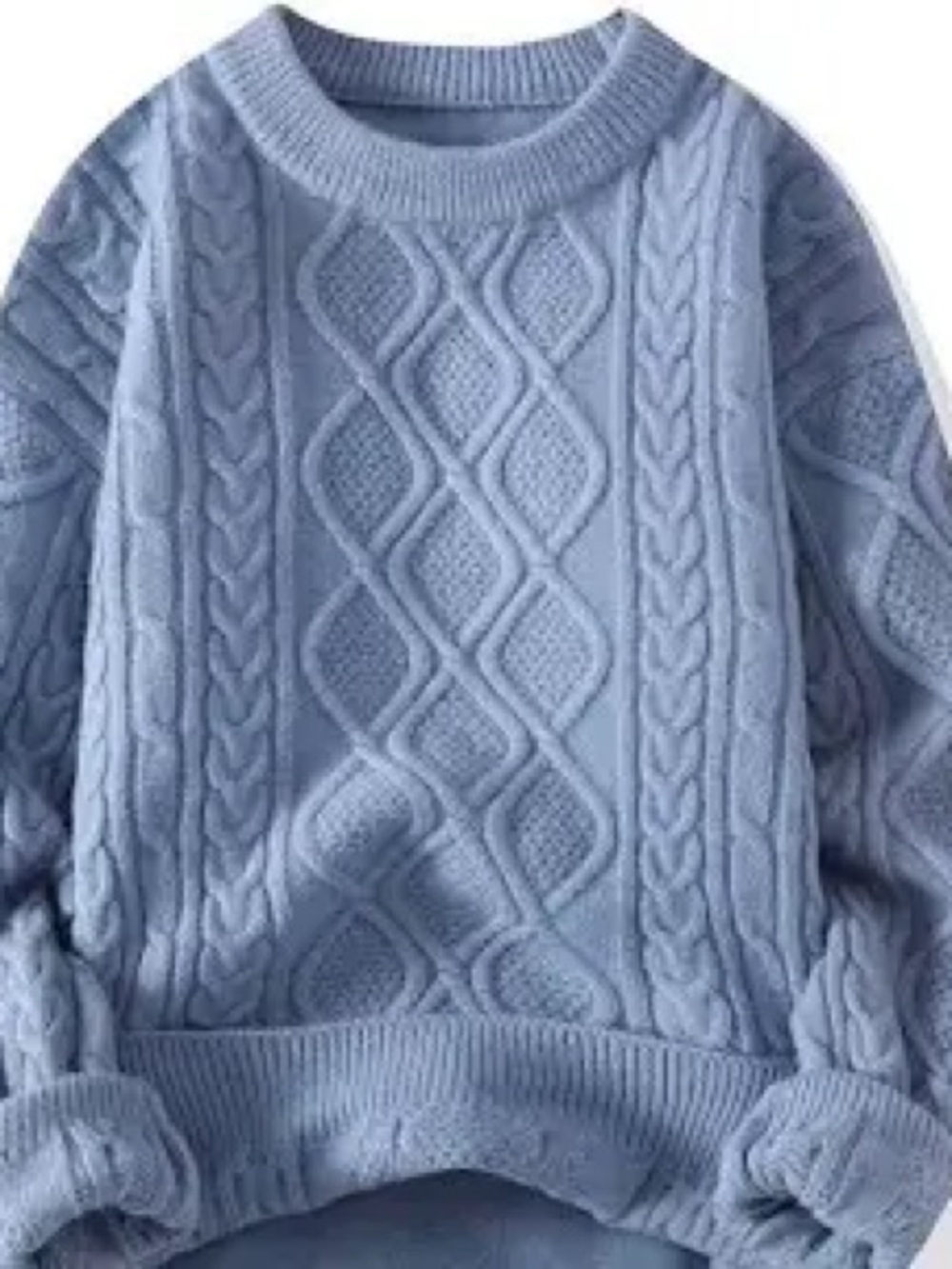 Aelfric Eden sweater textured cable knit diamond pattern UNISEX Size Large
